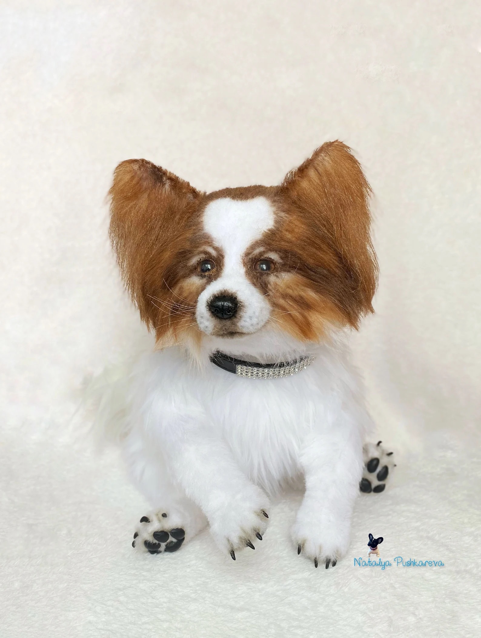 Lifelike Mini Papillon Dog Model Simulation Dog Decoration Car Ornaments