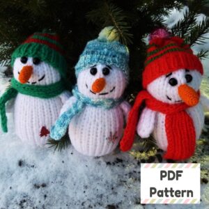 Knit snowman pattern, Snowman knitting pattern, Christmas knit pattern, Christmas knitting pattern