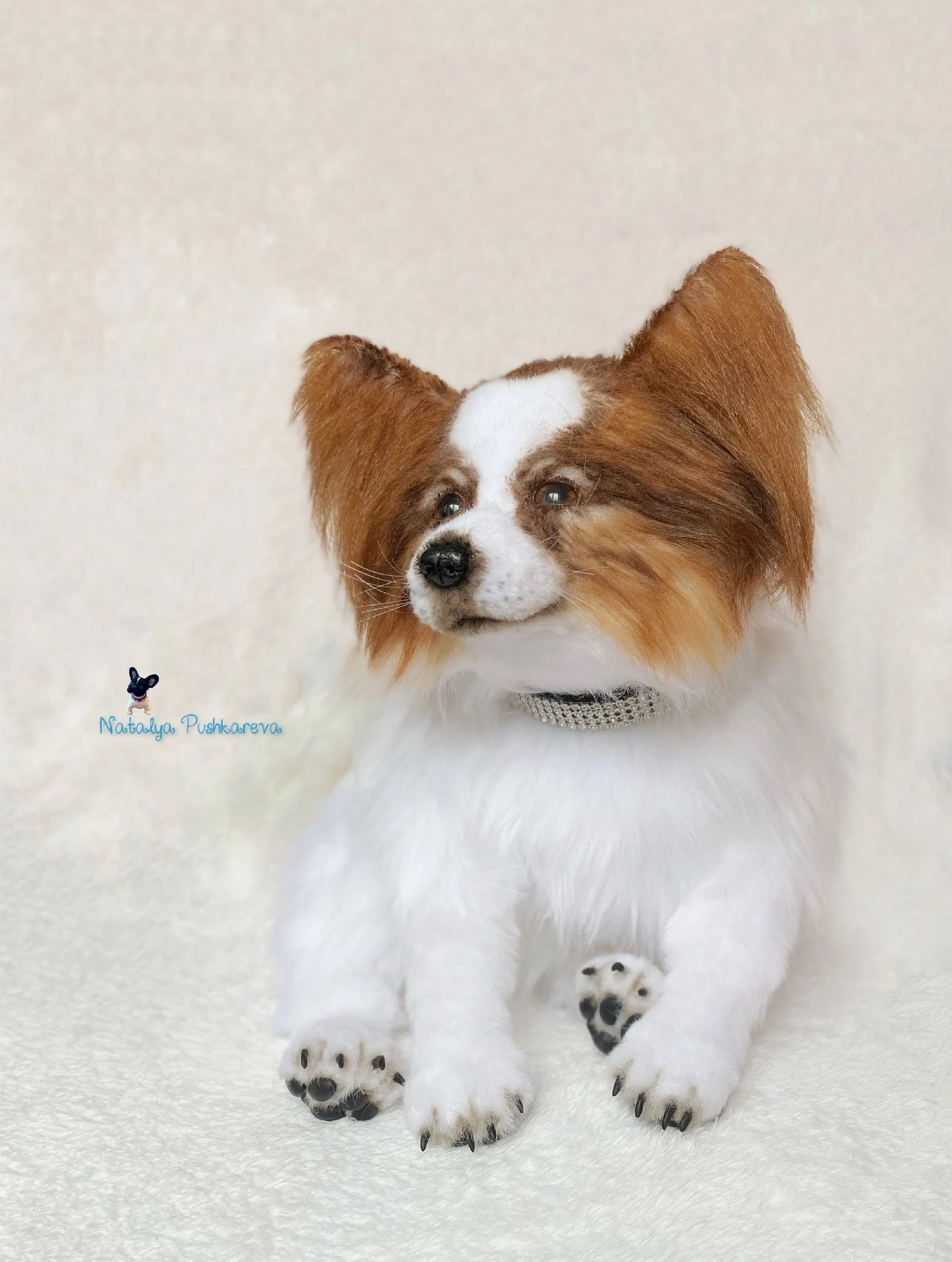 Lifelike Mini Papillon Dog Model Simulation Dog Decoration Car Ornaments