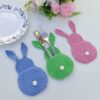 Crochet bunny, cutlery holder