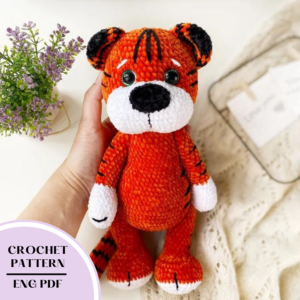 Crochet tiger pattern. Amigurumi plush tiger pattern animal PDF.