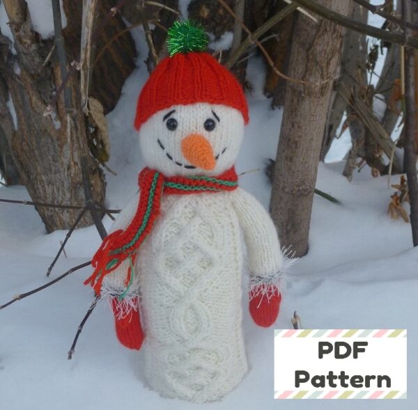 Knit snowman pattern, Snowman knitting pattern, Christmas knit pattern, Christmas knitting pattern, Knit toy pattern, Aran knit pattern, Cable knit pattern