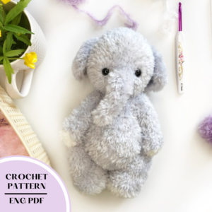 Crochet Elephant pattern PDF. Amigurumi plush pattern animal