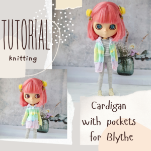 Tutorial Cardigan Blythe, Padrão de tricô de suéter de boneca, roupas Blythe