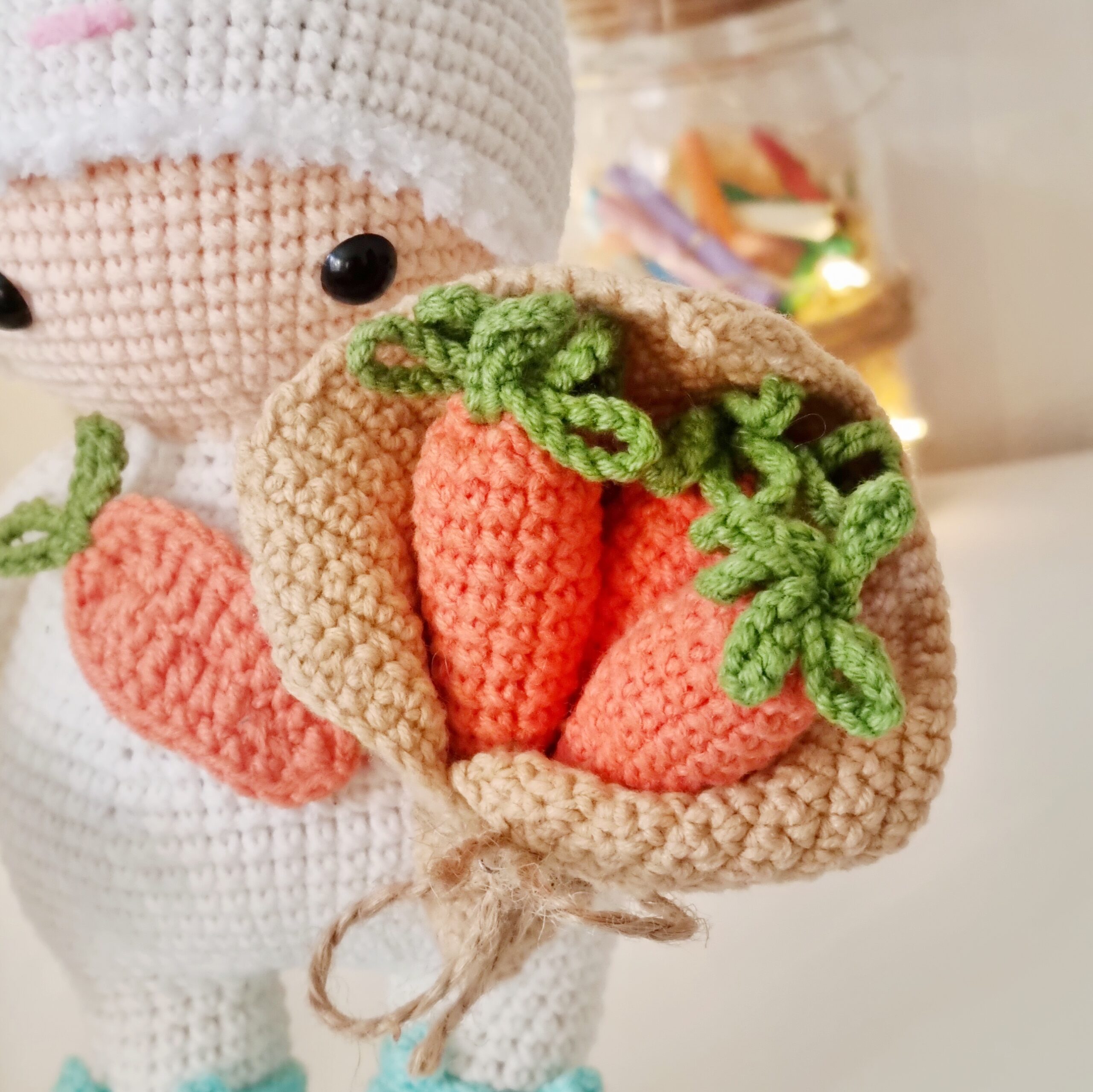 Amigurumi Easter crochet pattern 3 in 1 - Bunny with easter basket