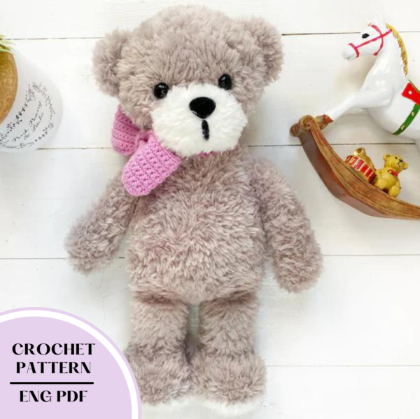 Crochet teddy Bear pattern toys. Amigurumi plush bear animal pdf