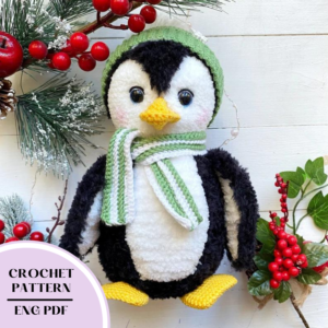 Crochet plush penguin pattern toy. Amigurumi penguin animal PDF