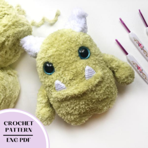Crochet pattern monster toy. Amigurumi plush stuffeed toy.