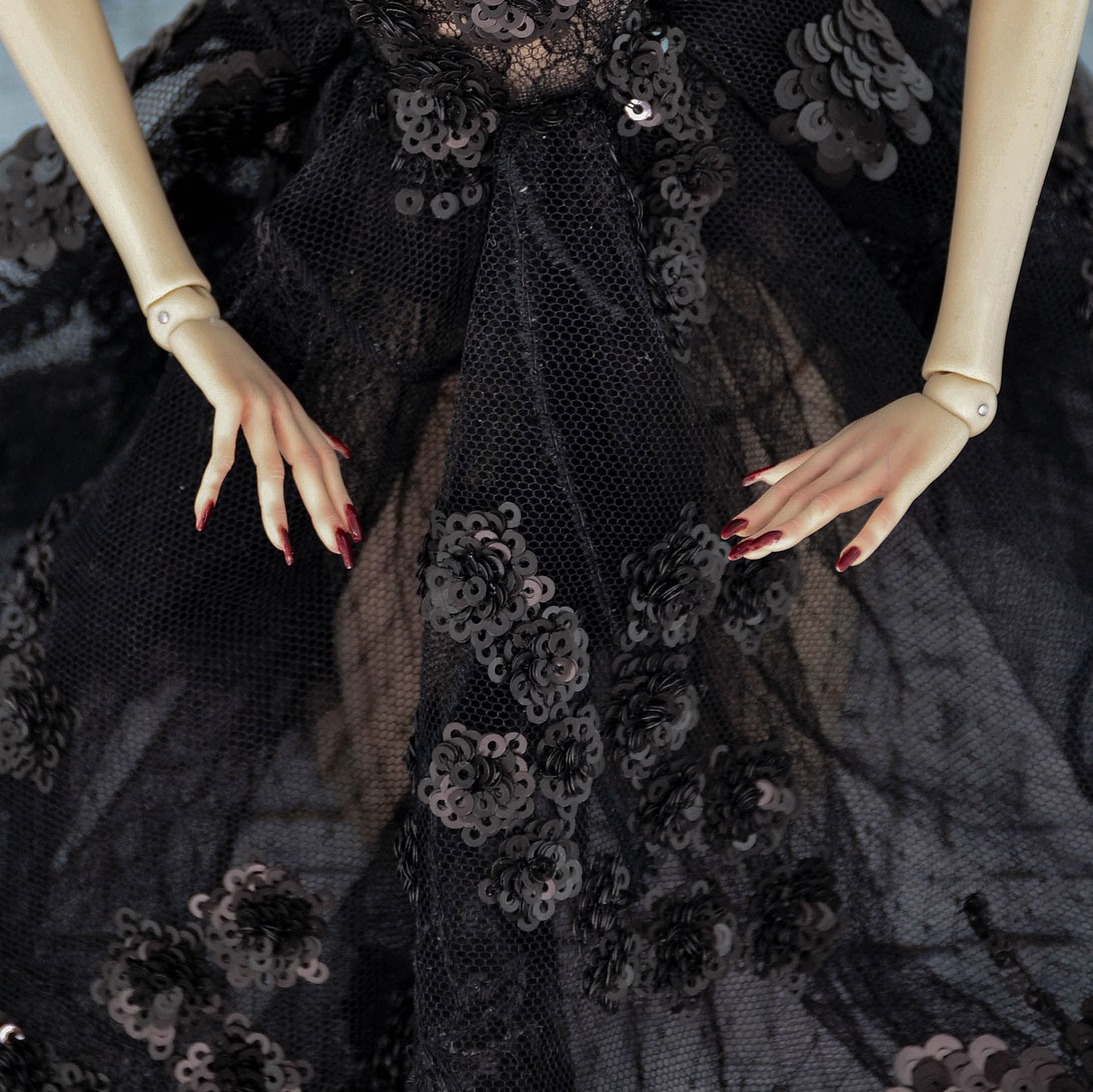 Amazing dress for Popovy sisters bjd doll, black lace dress