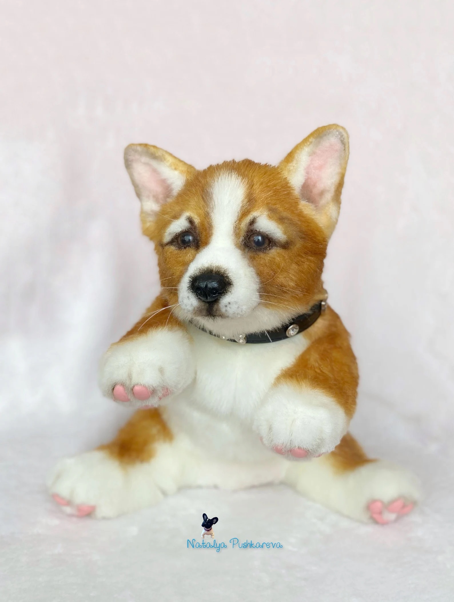 new plush Welsh Corgi dog toy high quality brown standing dog doll about  33cm
