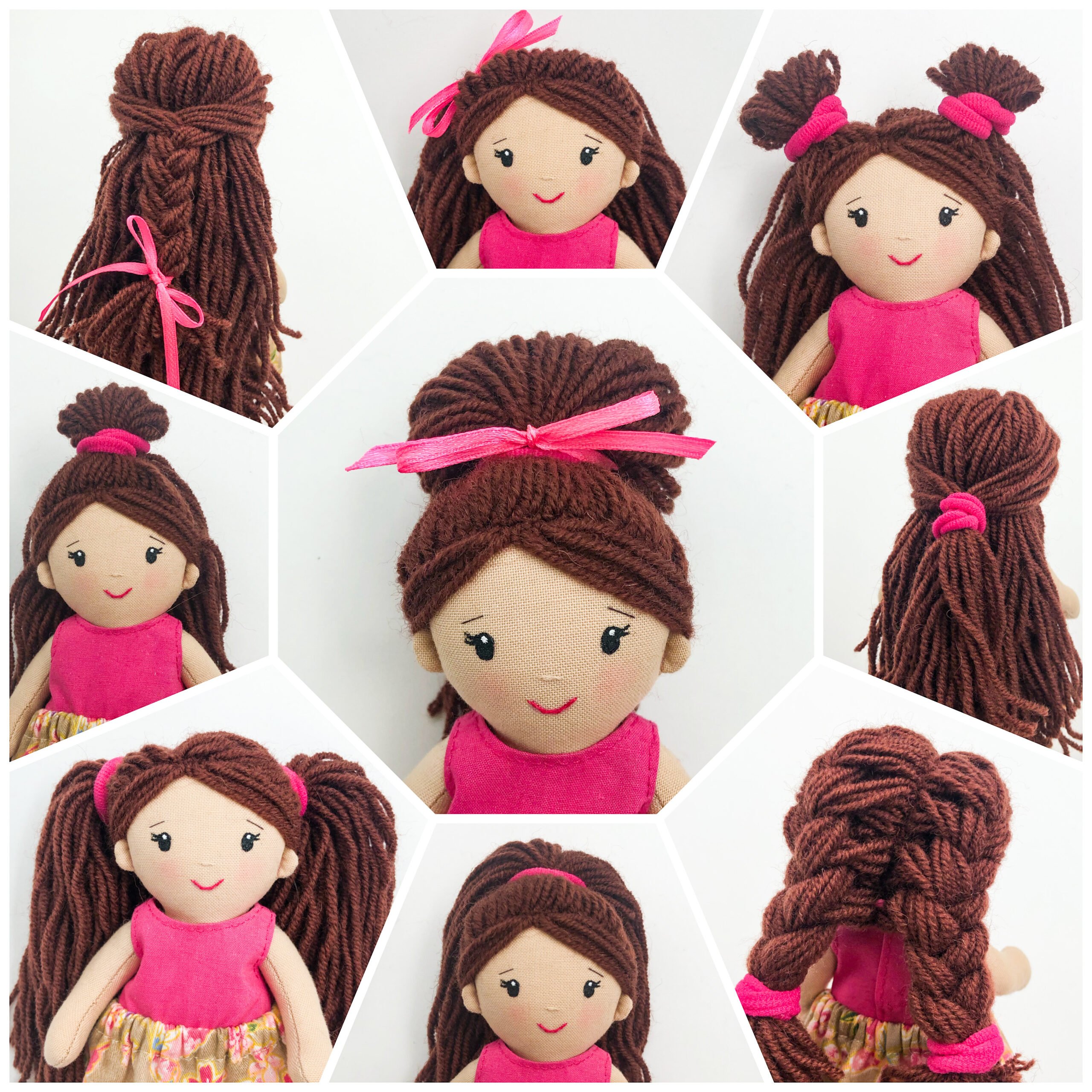 Doll hair pattern, Rag doll hair making tutorial in PDF - DailyDoll Shop