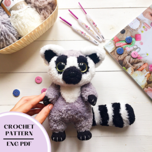 Crochet PATTERN bear Lemur. Amigurumi pattern animals toys.