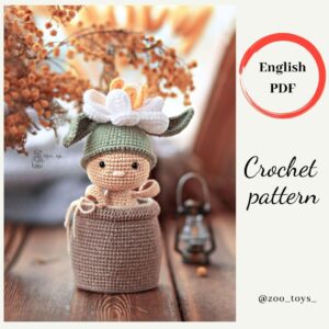 Crochet pattern cute flower in pot