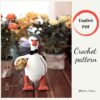 Crochet pattern white goose in the cap. Amigurumi bird goose