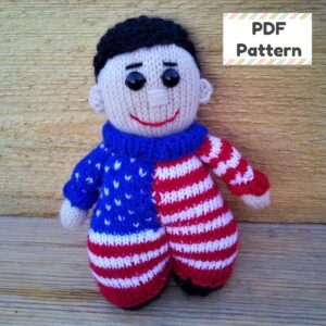 Patriotic knitting pattern, Patriotic knit pattern, Patriotic doll knitting pattern, Boy doll knitting pattern