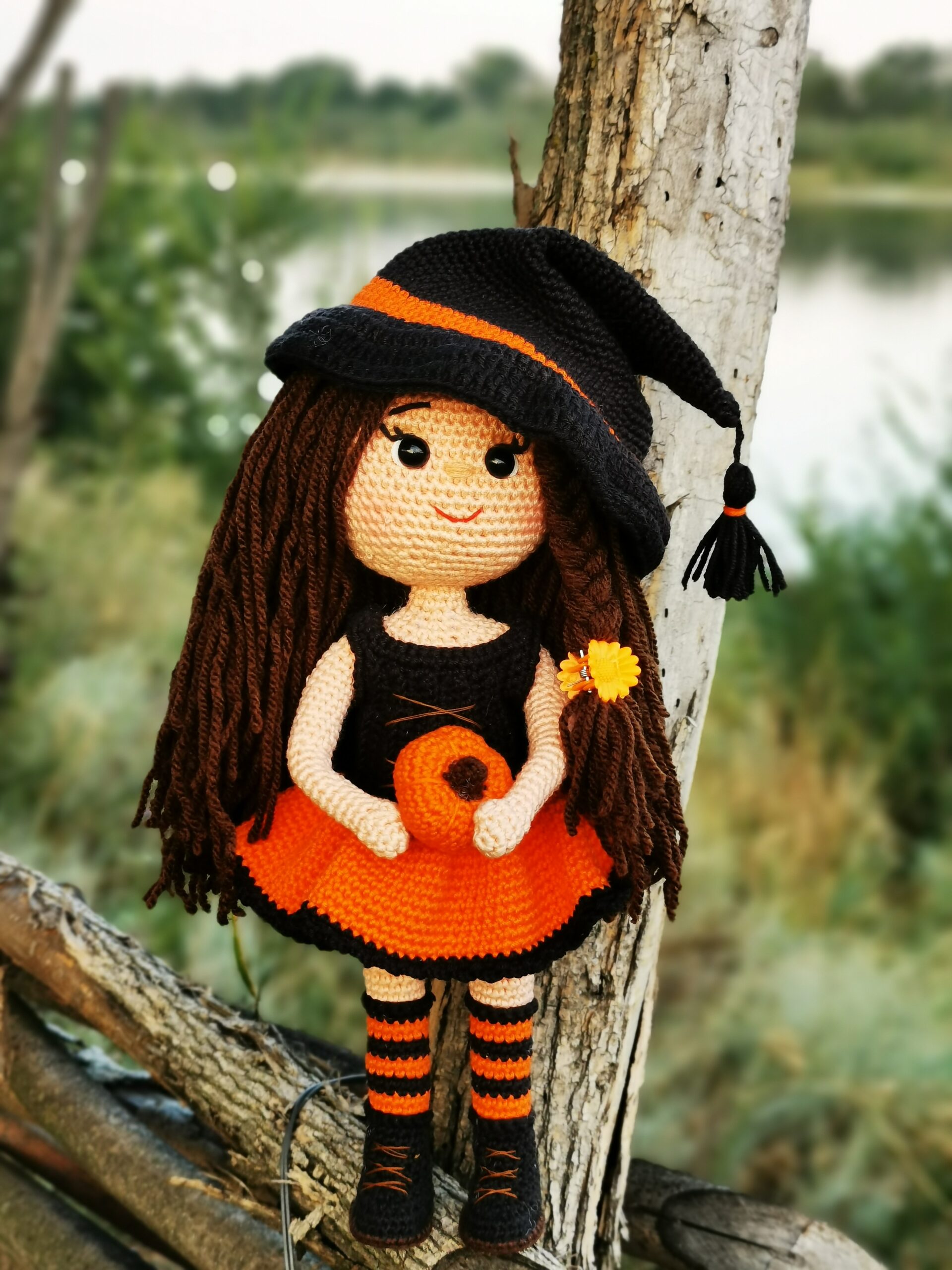 Crochet witch doll,witch hat,amigurumi witch,terracotta decor 3 IMG 20200801 191241 scaled