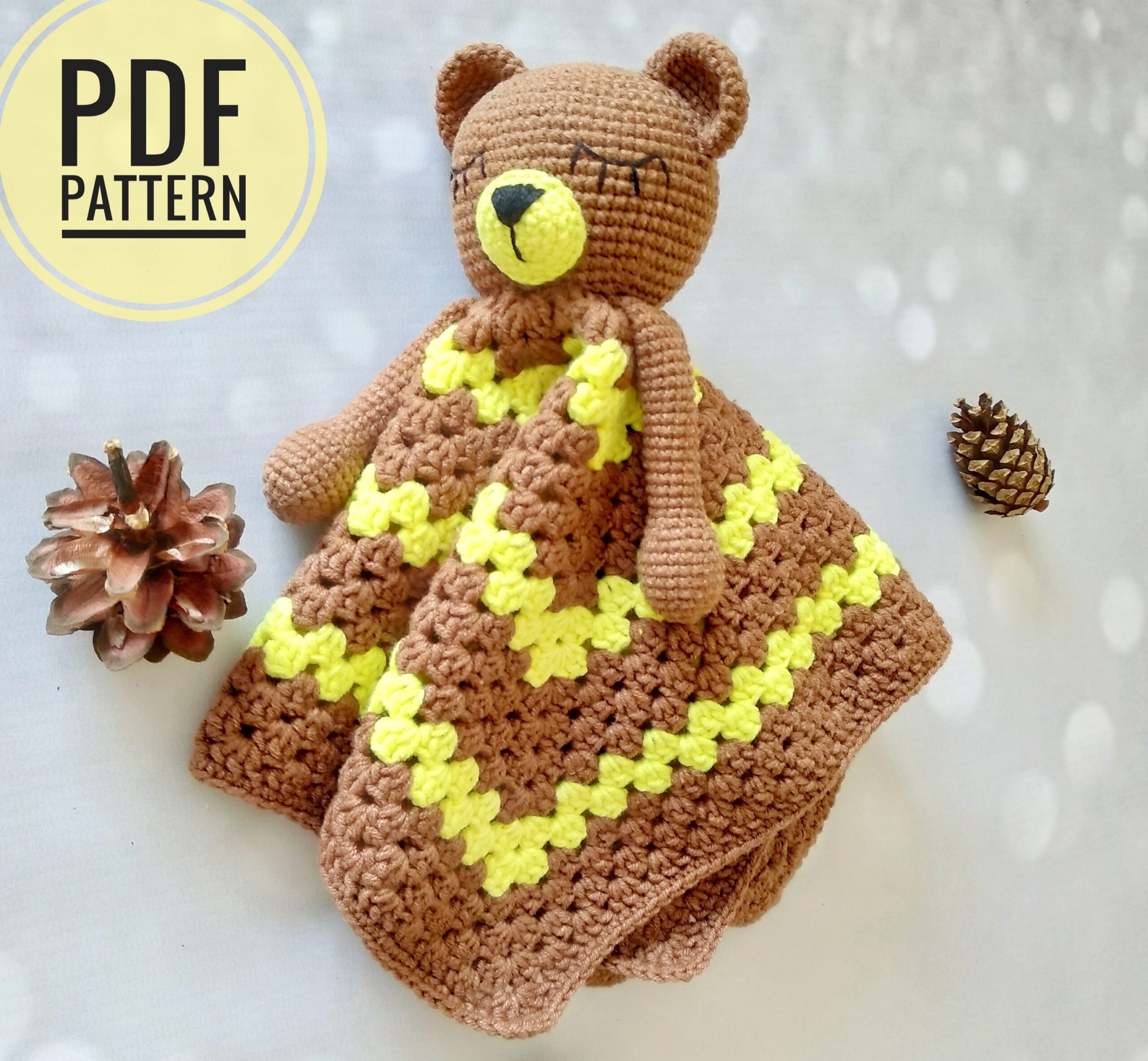 CROCHET PATTERN Teddy Bear Lovey Toddler Sleeping Companion