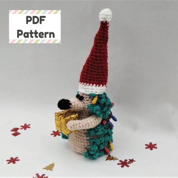 Crochet hedgehog pattern, Hedgehog crochet pattern, Christmas crochet pattern