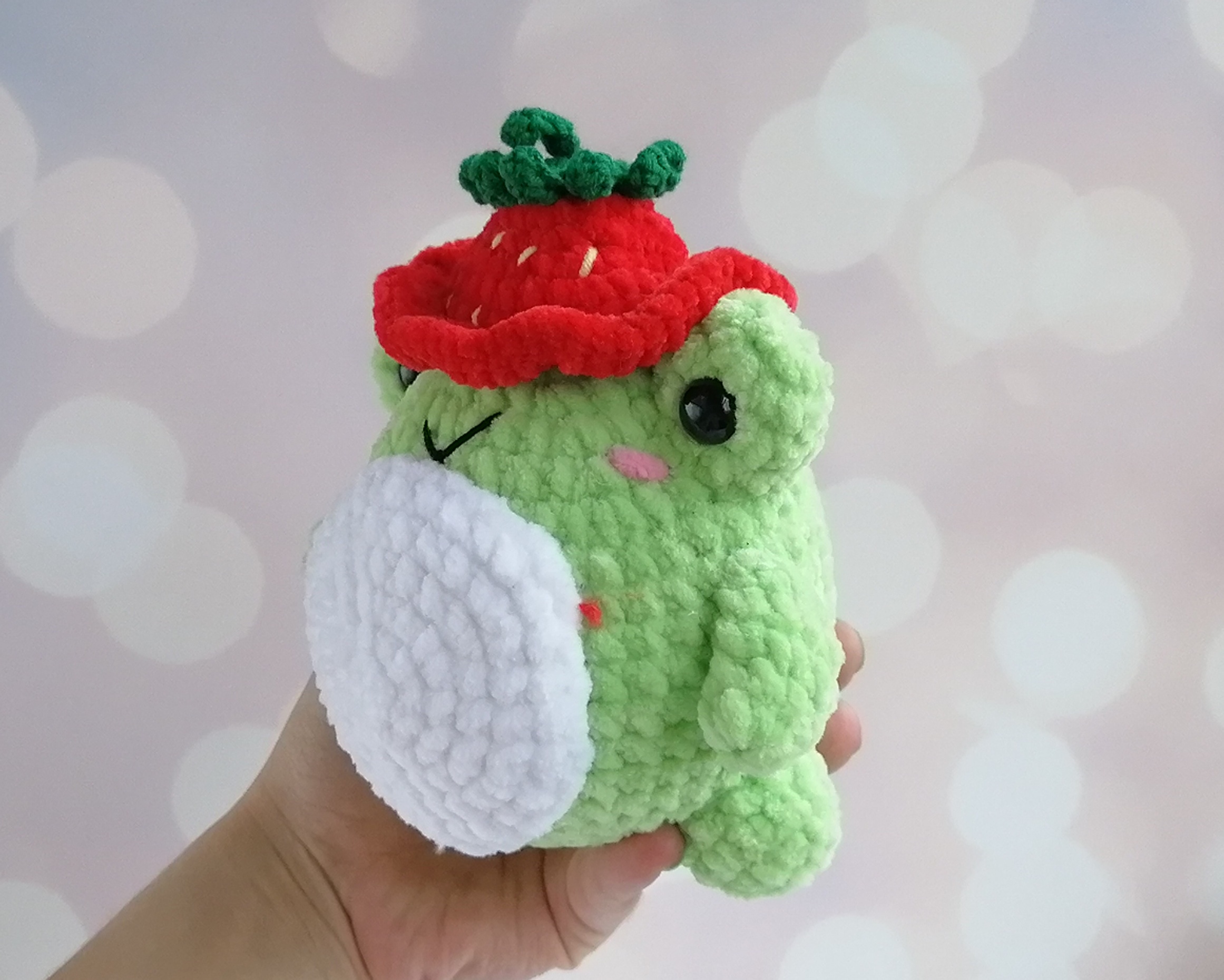 Squishy Mini Strawberry Frog Squishmallow Crochetmallow Handmade Crochet  Amigurumi Plush Toy 