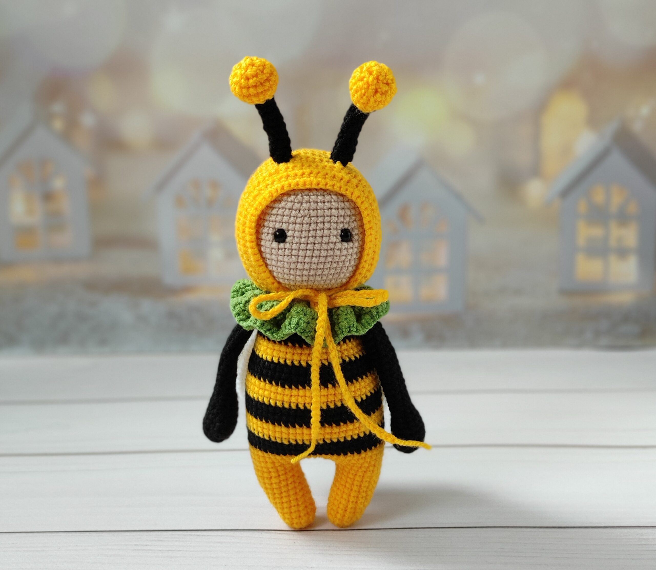 Bee plush toy. Plush crochet bee. Huggable Cushion Kids Room