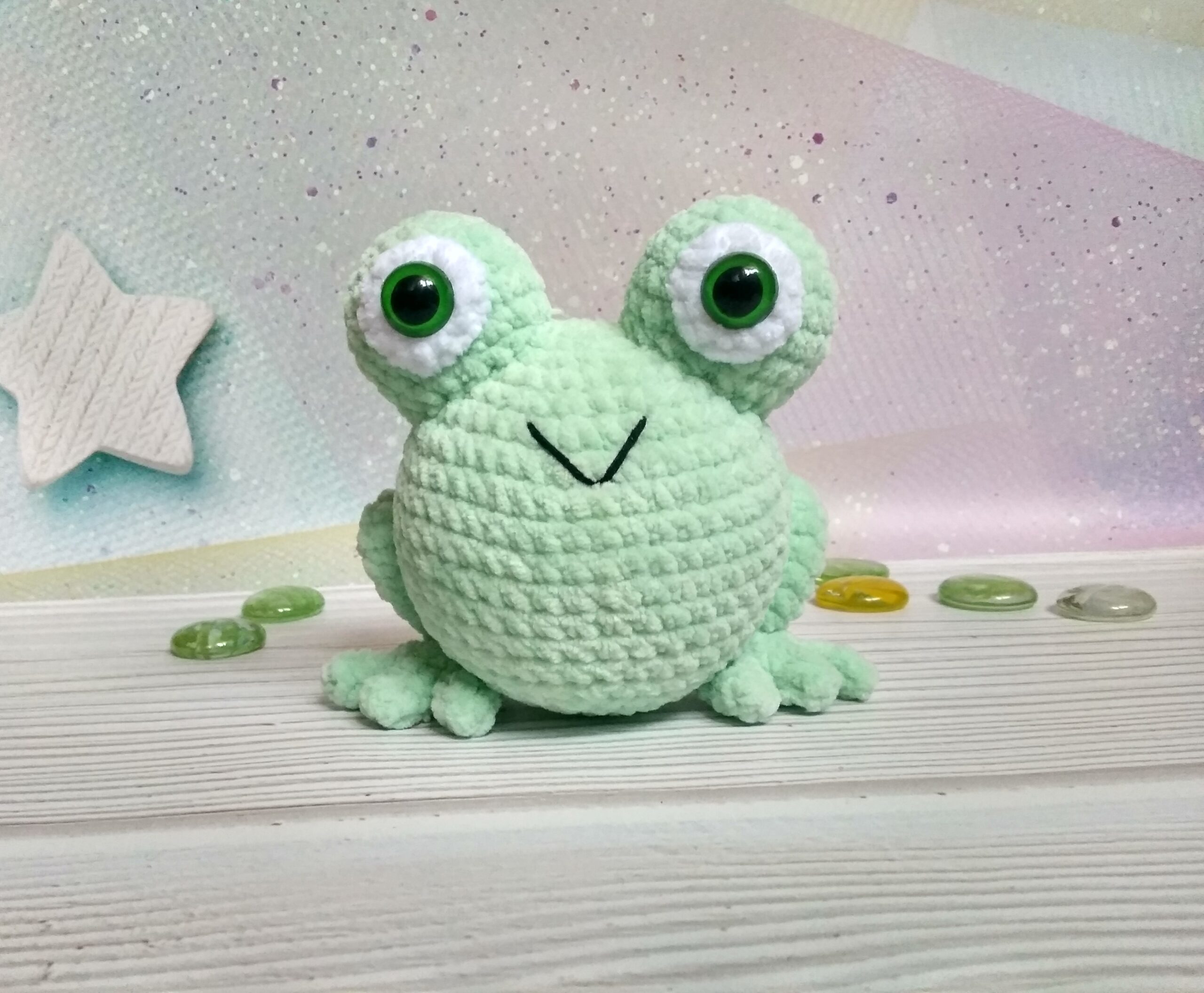 Crochet plush toy frog, stuffed frog plush, crochet frog toy