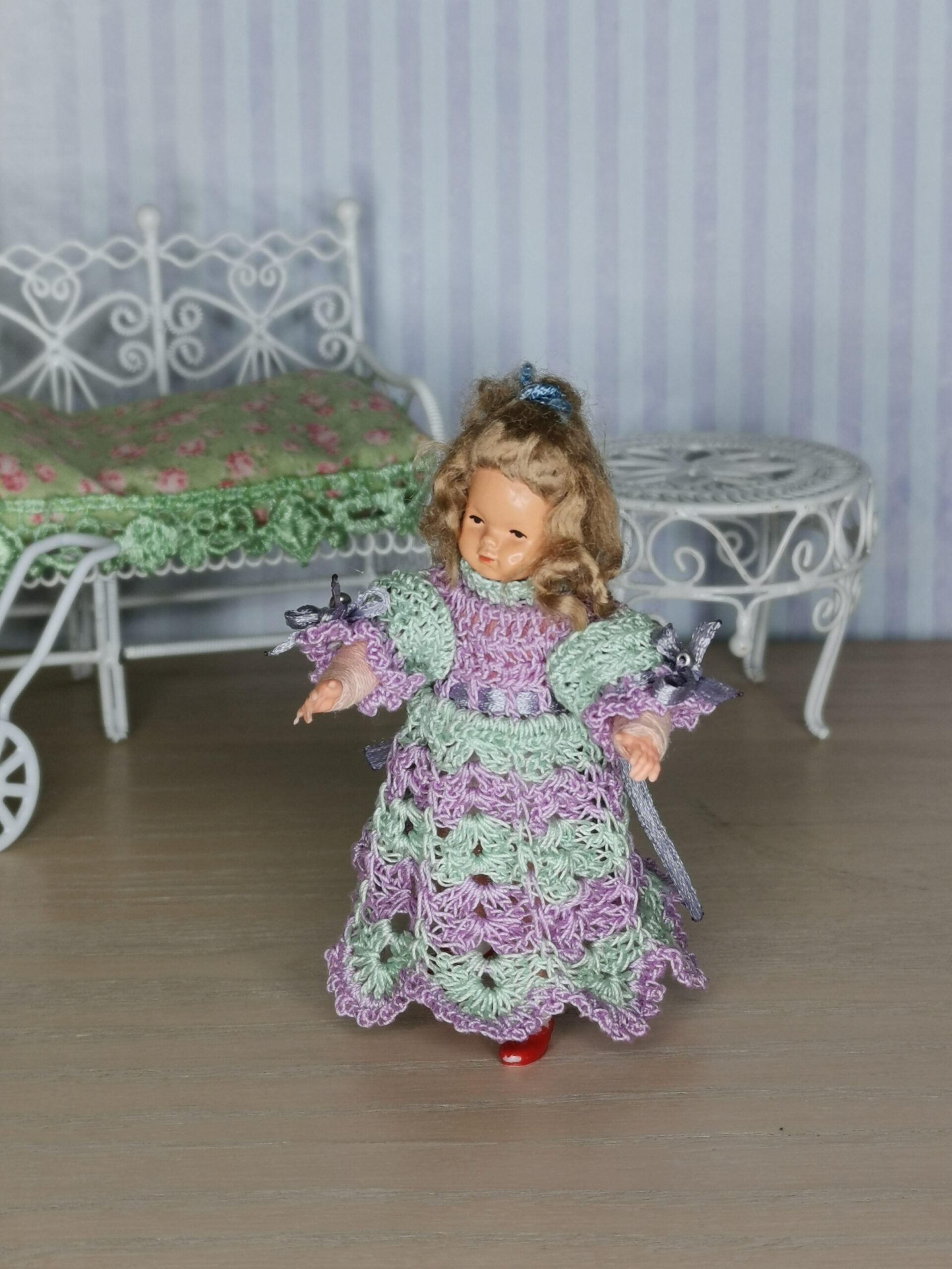 Dollhouse dress miniature, Victorian dress for 3-4 inch doll ...