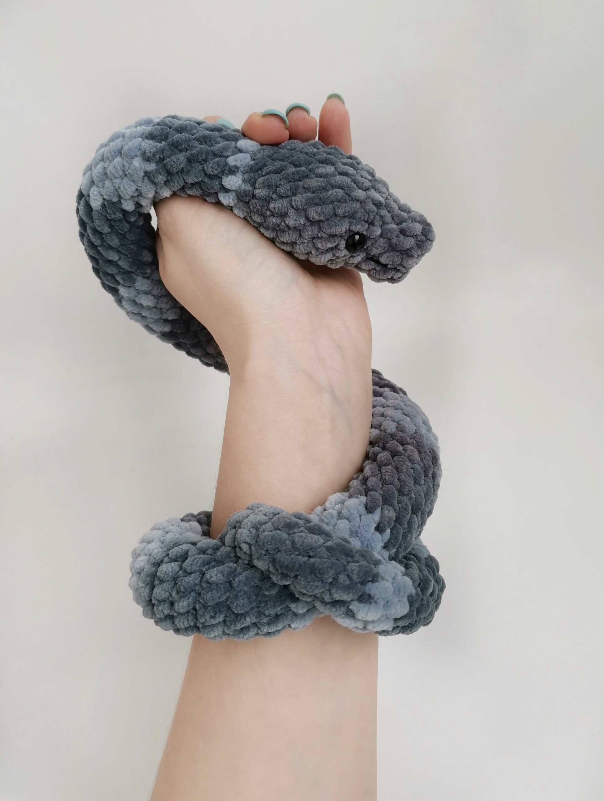 Crochet plush snake, Gray snake, Gift snake - DailyDoll Shop