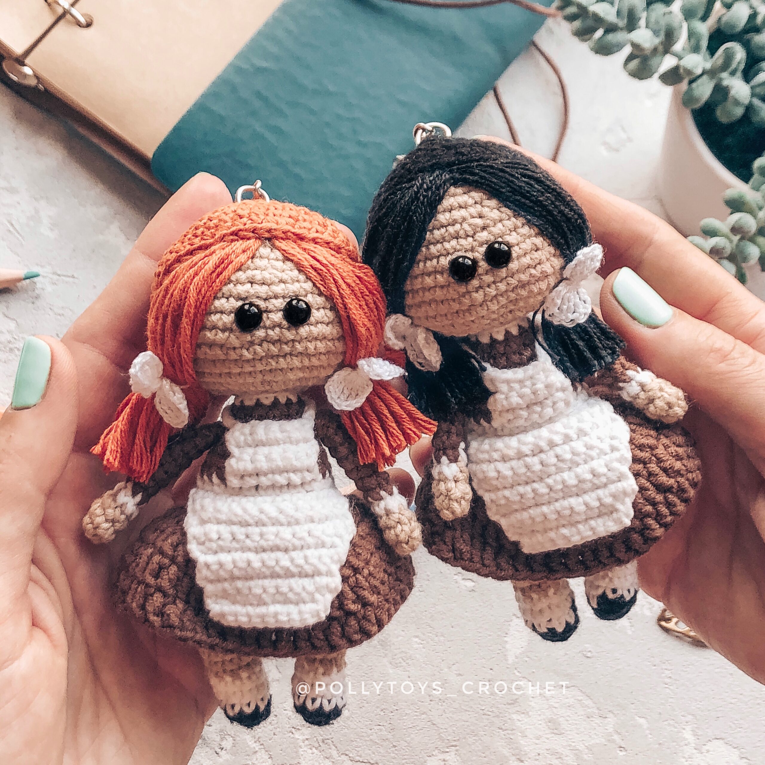 Crochet PATTERN keyring small school dolls Amigurumi doll 8 IMG 4216 scaled