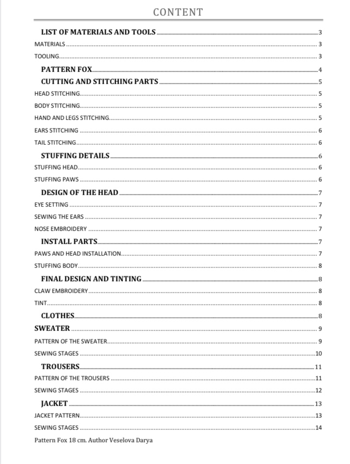 Teddy Fox pattern and clothing pattern, handmade fox toy pattern 1 IMG 4676