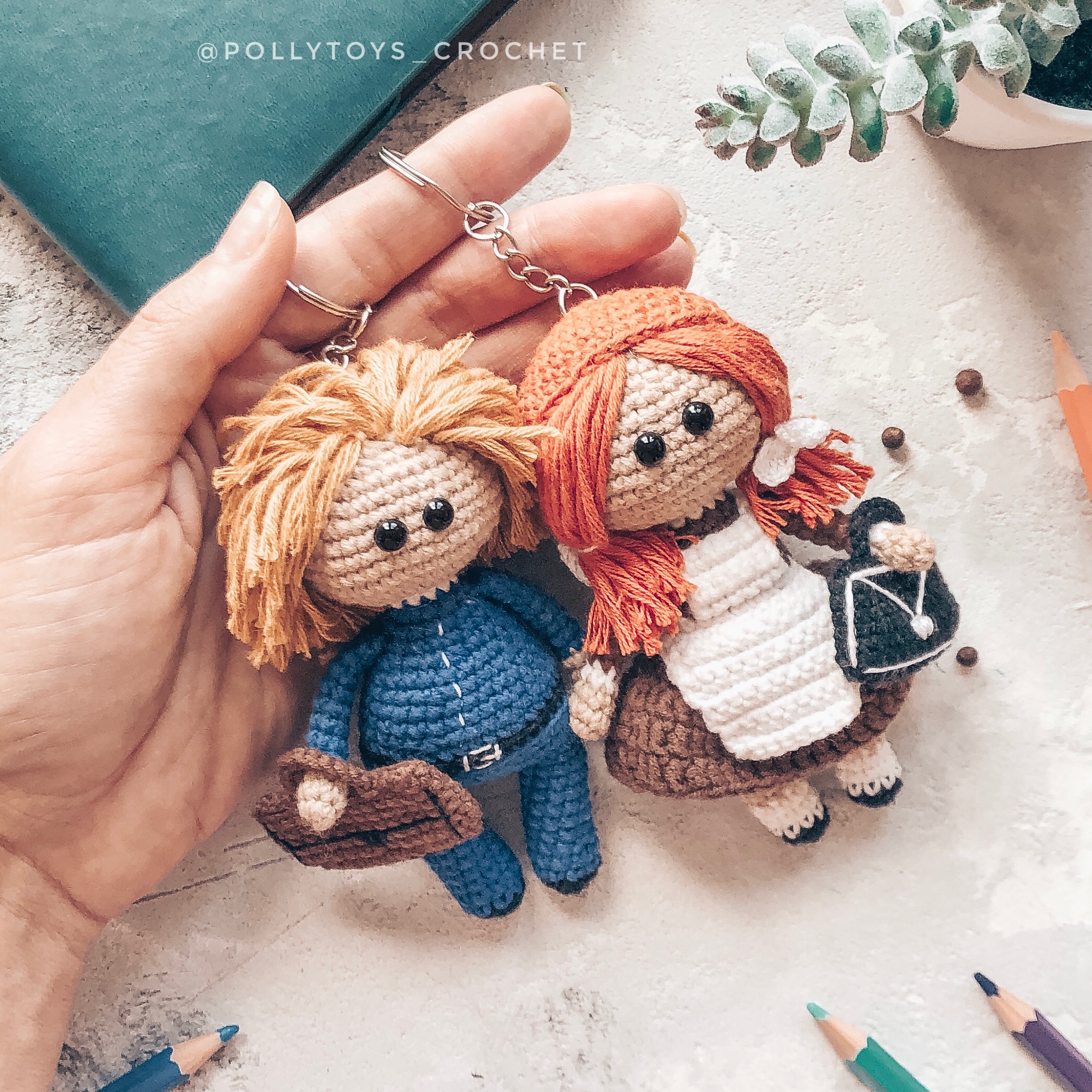 Crochet PATTERN keyring small school dolls Amigurumi doll 4 IMG 5111 — копия