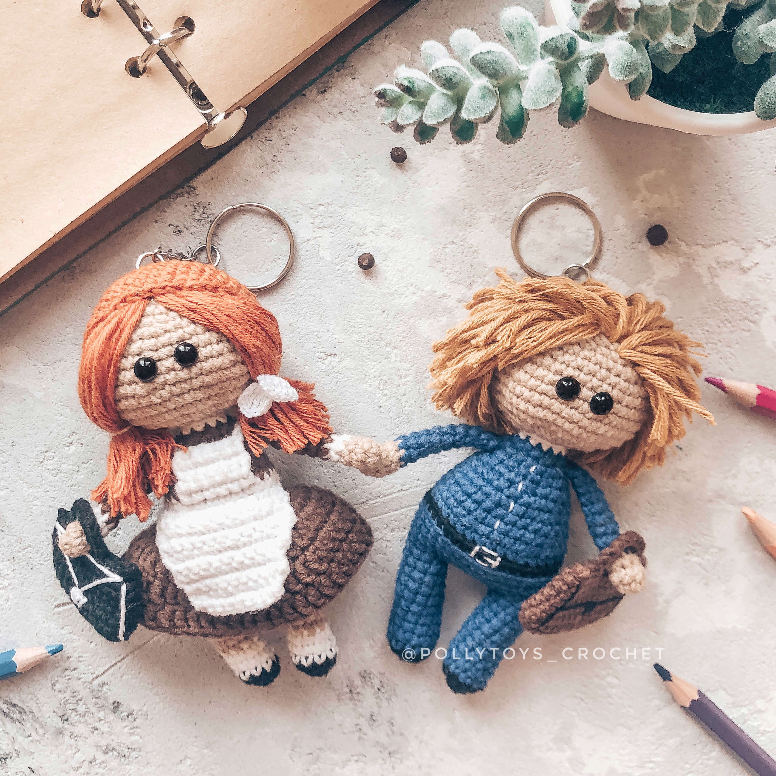 Crochet PATTERN keyring small school dolls Amigurumi doll 3 IMG 5158