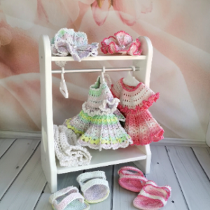 Crochet outfit.Doll clothing sets, crocheted doll shoes,doll dress