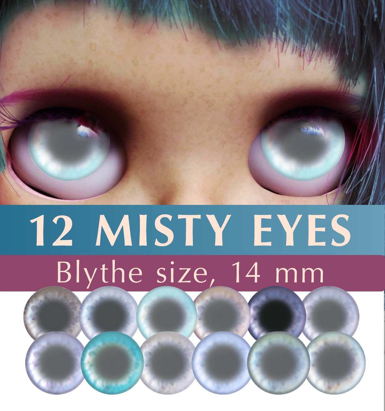 Light Blue Super Realistic Eyes Digital Collage Sheet - DailyDoll Shop