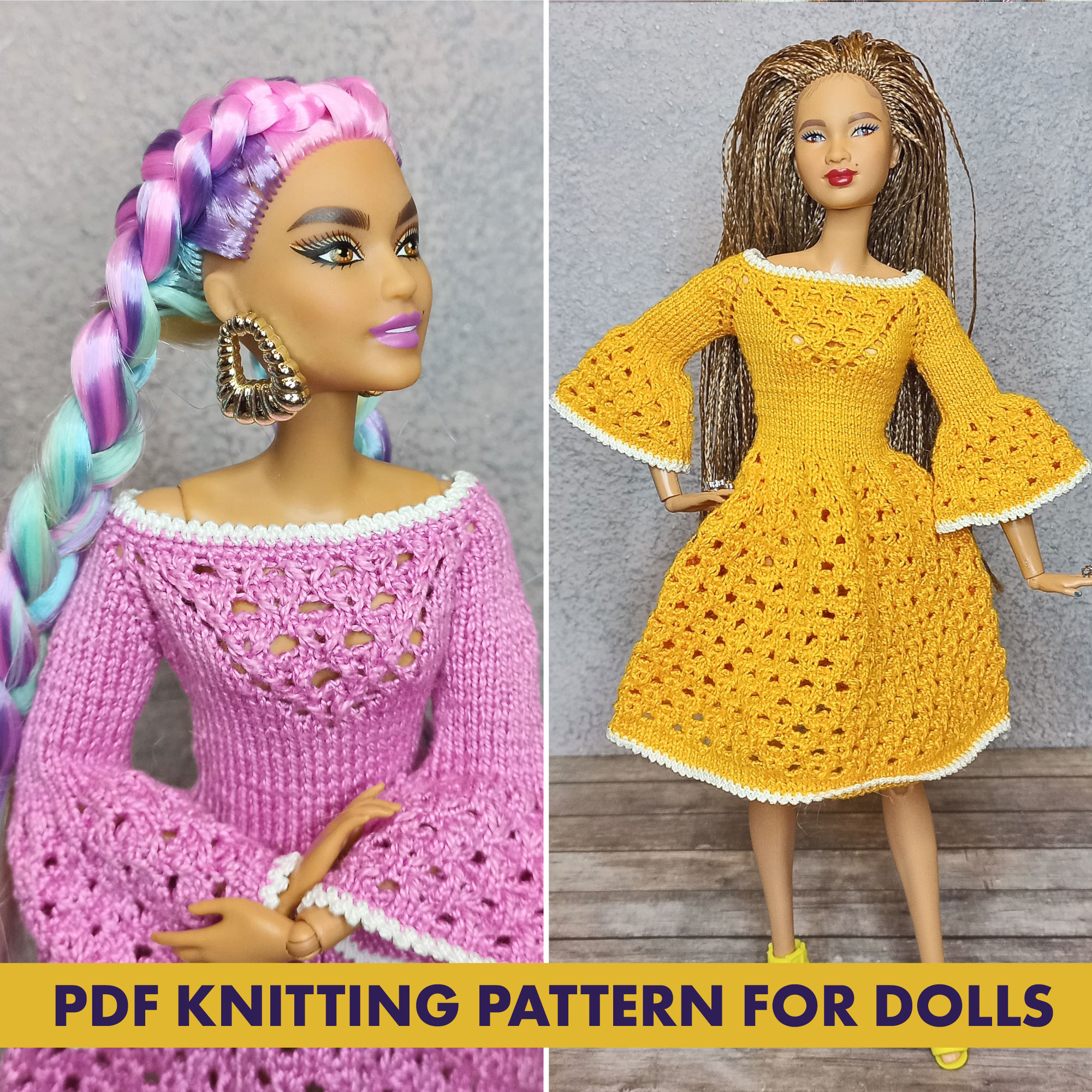 Patron à tricoter Robe pour poupée Barbie - DailyDoll Shop
