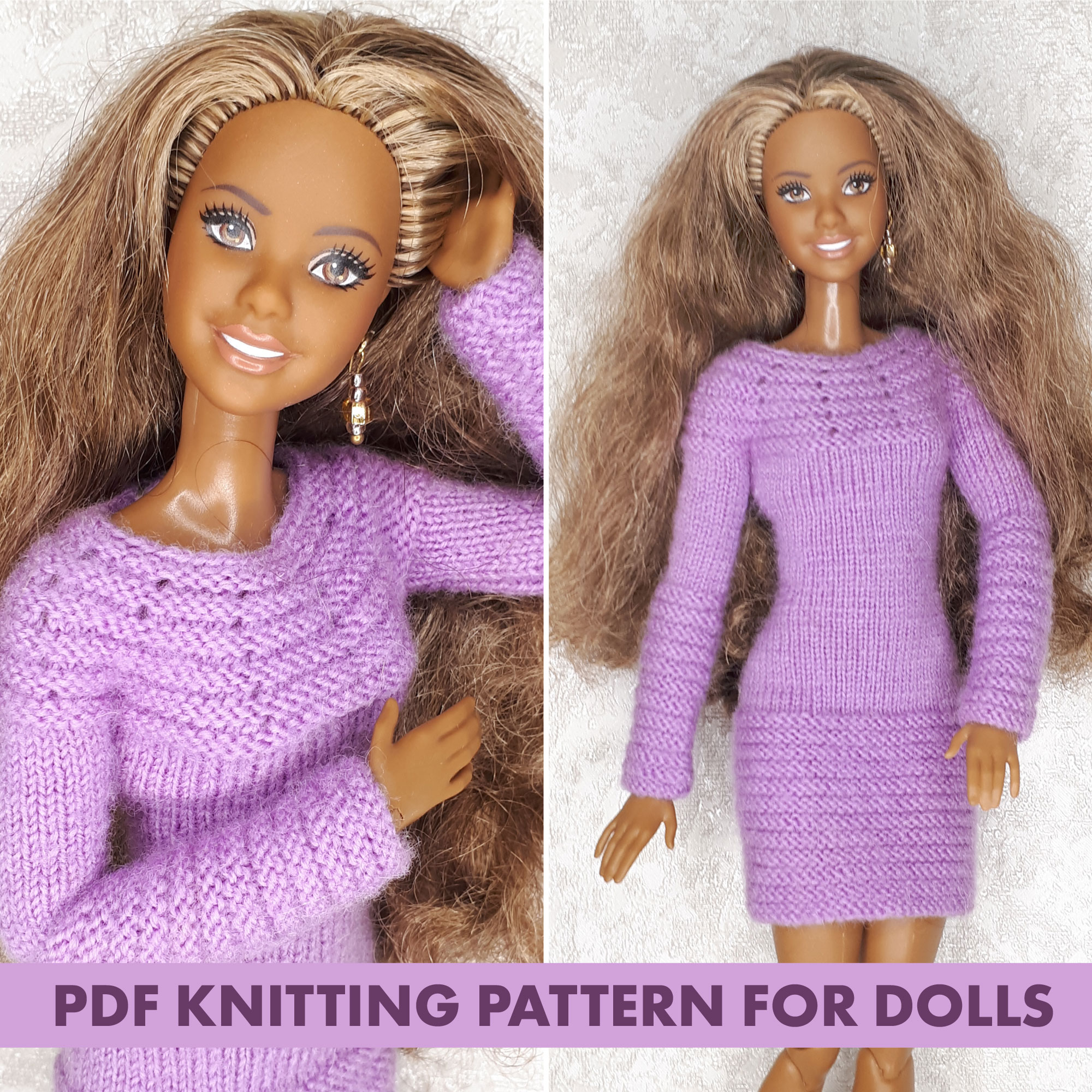 vêtement bébé barbie : une robe au tricot - Barbie et autres