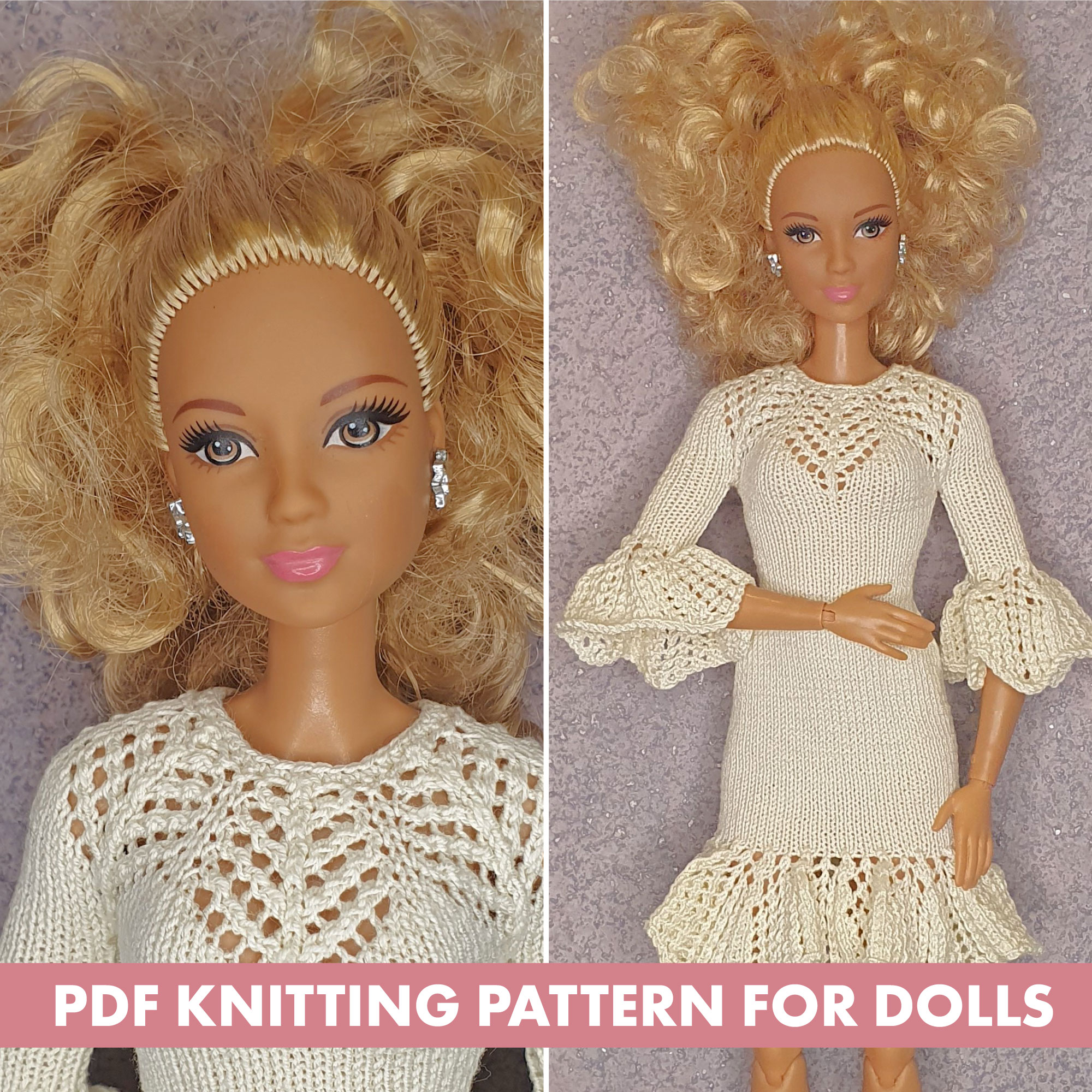 Fiche patron tricot-crochet BB012 poupée mannequin Barbie