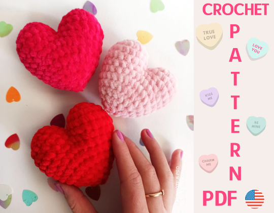Red Heart Mini Amigurumi Crochet Charms Pattern Pattern