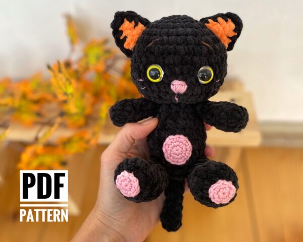 black cat crochet pattern halloween Fionadolls