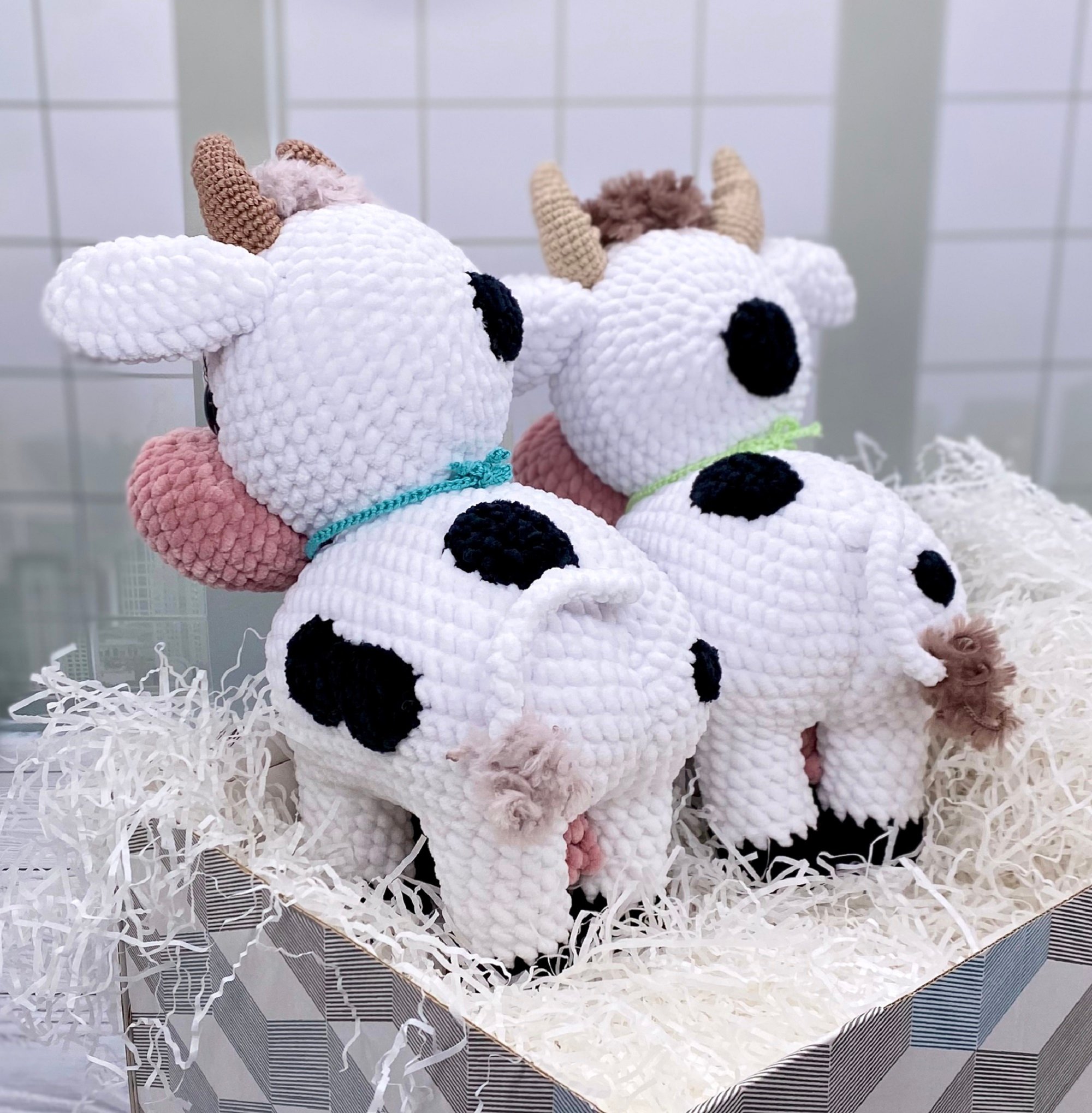 Cute Avocado Cow Super Soft Crochet Cow Plush 