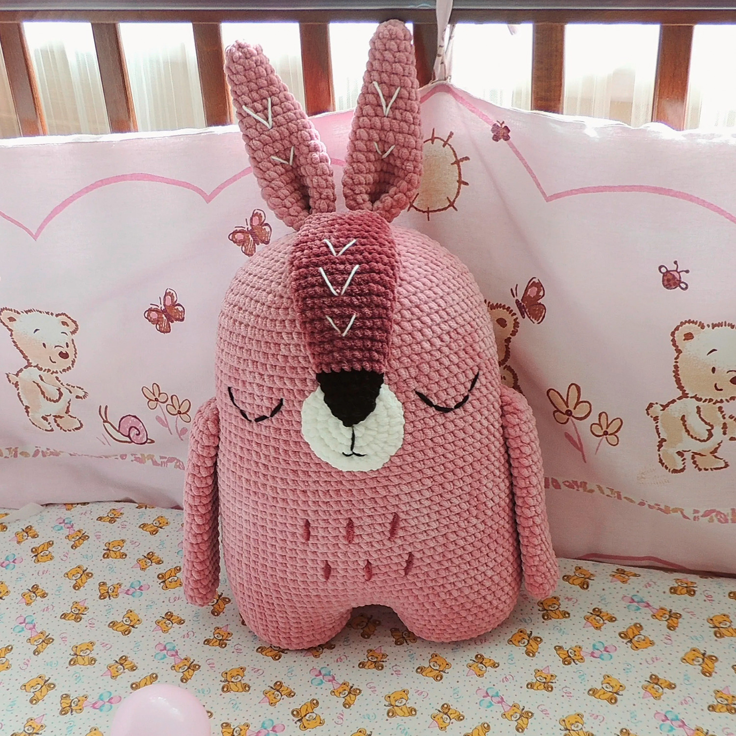 Crochet pattern Sleepy pillows (bear,tiger,bunny,frog,chick
