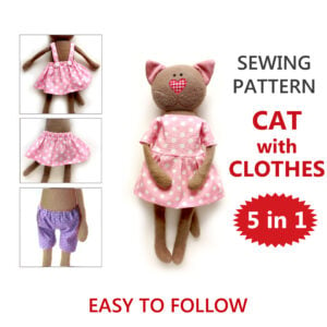 cat with clothes sewing pattern PDF