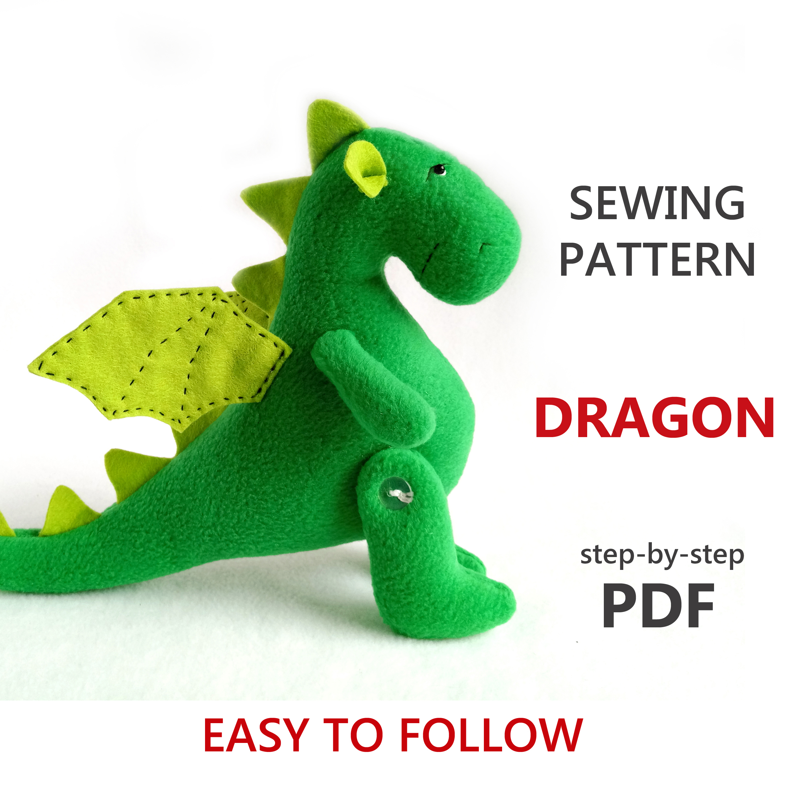 8 FREE Dragon Stuffed Animal Patterns to Sew