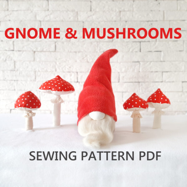Gnome and mushrooms sewing pattern