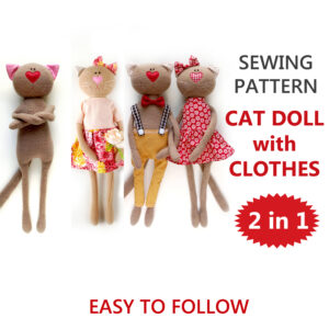 cat doll with clothes sewing pattern