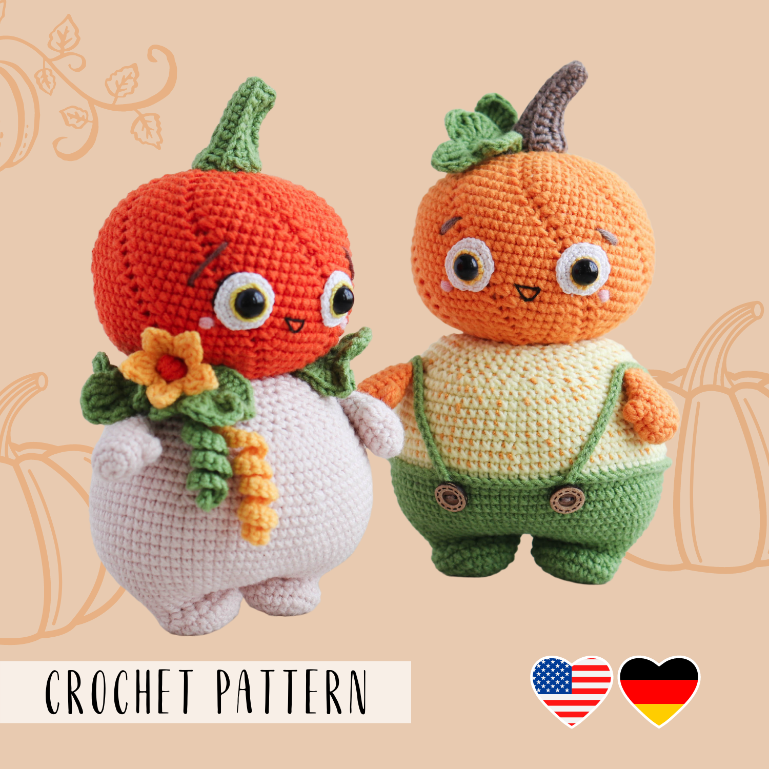 Pumpkin Roll Plush Crochet PATTERN - Amigurumi - Wonder Crochet