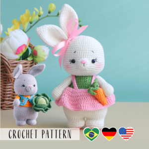Cute Sunny Crochet Spring Bunny, PDF amigurumi pattern