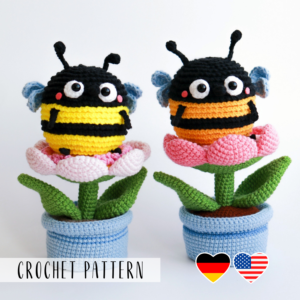 Cute Crochet Honey Bee and Flower, PDF amigurumi pattern