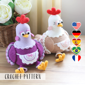 Crochet Easter Chicken, Fiona the hen, PDF amigurumi pattern