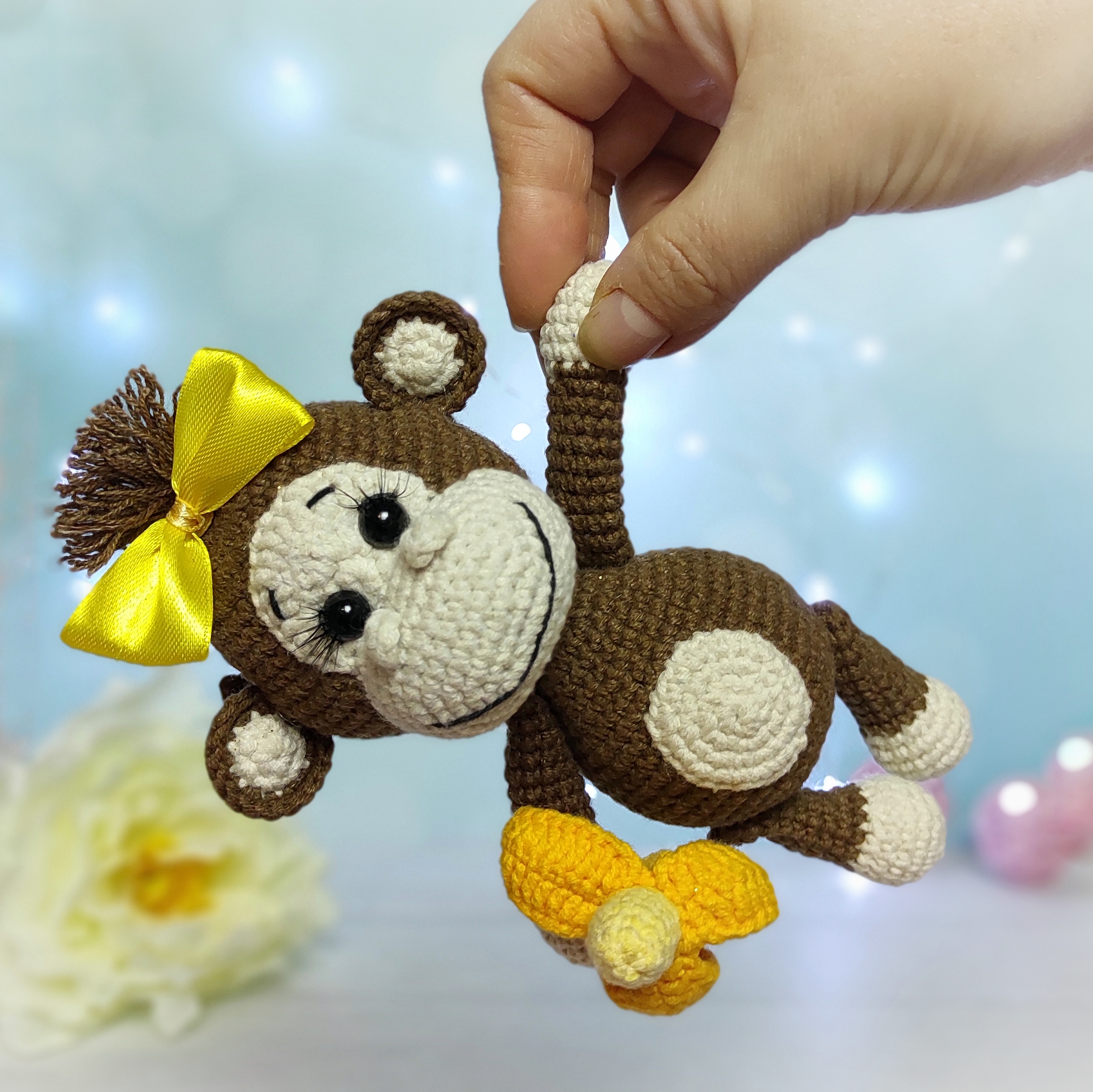 Crochet keychain - Monkey Amigurumi Keyring- Little Monkey Keychain -  Handmade Cute Monkey Gift