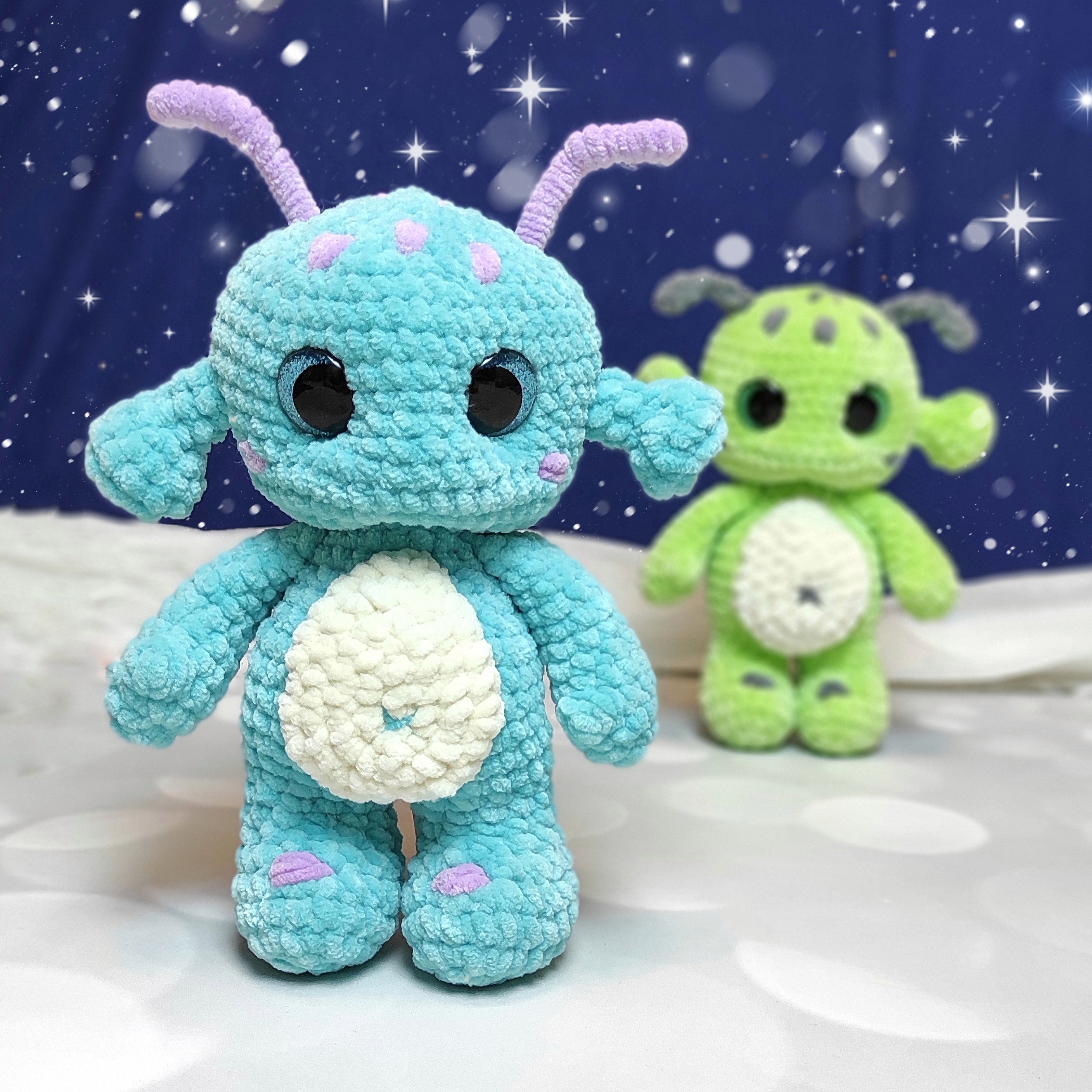 Crochet Plush Stitch toy pattern, amigurumi blue alien - DailyDoll Shop